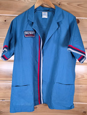 VTG Walmart Pin Employee Uniform Shirt XL Fashion Seal Blue Snap Front Striped picture