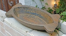 Antique Wooden Oval Bowl Original Old Fine Hand Carved picture