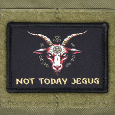 Not Today Jesus Patch Moral Tactical Pentagram Military USA Made Hook & Loop 3x2 picture