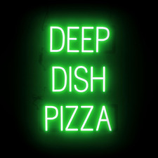 DEEP DISH PIZZA LED Sign - Green | Neon Signs for Pizza Restaurant | Deep Dish P picture