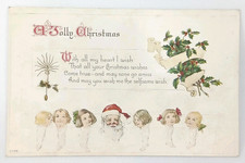 E Nash Christmas Postcard Santa Children & Stockings Antique 1910s Unposted picture