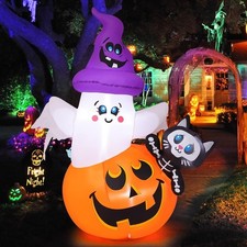 5 FT Halloween Inflatables Pumpkin Ghost Cat Outdoor Decorations Blow Up picture