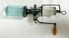 Antique Universal No 24 Coffee Grinder, Landers Frary & Clarke, Glass Cup & Jar picture