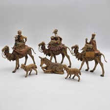 Vintage 1983 Fontanini Three Wisemen Kings Riding Camels Nativity Set of 6 Italy picture