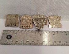 VTG Lot Of 4 IOWA Registered Chauffeur Badges 1938,39,40,41 Consecutive Original picture