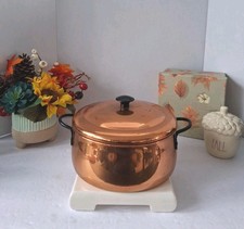 VTG Coppercraft Guild Copper Pot w/ Lid, Serving Dish; Black Knob + Handles picture