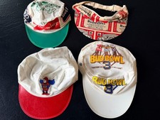 Set of 4 Vintage Budweiser Hats Bud Bowl 3, Bud Man Painter Cap, Budweiser Visor picture