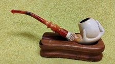 Elegant Hand Holding Egg/Bowl Meerschaum Tobacco Pipe w/floral Braclet picture