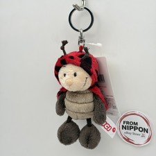 NICI BB Ladybug Plush Mascot Keyring 10cm Red Black Bean Bag Toy Charm Japan picture