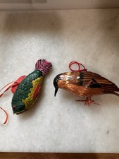 Vtg Chinese Folk Art Wheat Straw Ornaments Lot 2 Bird Fish Made In China W103 picture
