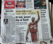 USA Today newspaper Lebron James October 18, 2003 Sports Section picture