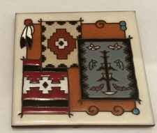 Vtg Masterworks Handcrafted Art Tile/Trivet Southwest Native American Navajo picture
