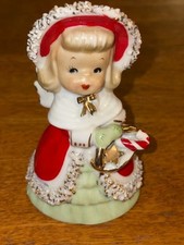 Vintage Geo Z Lefton Christmas Angel Bell – Candy Cane Basket picture