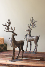Set Of 2 Rustic Metal Reindeer Great Option For Gift Home Decor Collectible picture