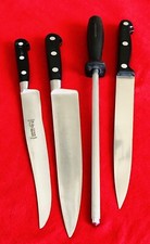 SABATIER - FRENCH VINTAGE (3) CHEF KNIVES WITH A HENCKELS STEEL - TOP QUALITY  picture
