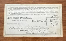 1897 Stoddard AZ Territory Registered Mail Receipt Ghost Town Postal picture