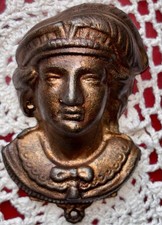 Antique Cast Iron Christopher Columbus Match Safe Holder Holder Bust Pocket Wall picture