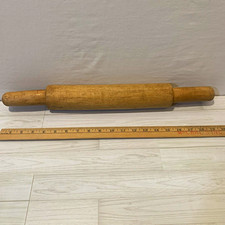 Vintage Solid Wood Rolling Pin, One Piece, Primitive, Rustic, Lg 20 inches Long picture