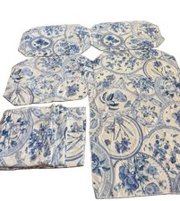 Blue And White Cloth Placemats Napkins Set Of 4 Cottage Mixed Patterns picture