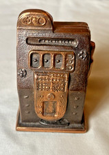 Vintage Slot Machine Bank Cast Bronze Copper 4 Inches Z picture