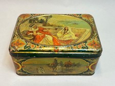 1890s Antique Art Nouveau French Litho Tin Biscuit Box Orientalist Scrolls Camel picture