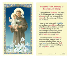 Laminated Prayer to St. Anthony to Recover Lost Things Holy Prayer Card Catholic picture