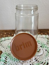 Vintage~ Fill it to the rim with Brim Coffee Glass Jar Brown Lid farmhouse decor picture