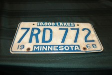 1968 MINNESOTA LICENSE PLATE TAG # 7RD 772 VG CONDITION picture