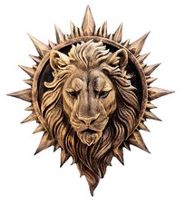 Hand Painted Bronze 9” Lion Wall Art | Sunburst Lion Head Sculpture Home Decor picture