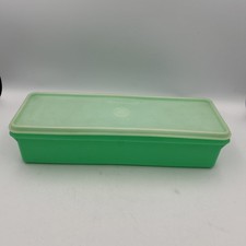 VTG Tupperware Celery Crisper Keeper  892-5 Jadeite Green Clear Seal w/ Lid picture