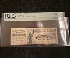 1893 World’s Colombian Exposition Chicago IL Manhattan Day w/stub 53 PCGS picture