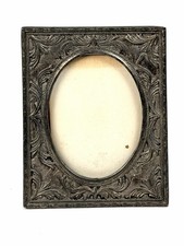Antique Tungsten Steel Ornate Silver Picture Frame Scrollwork Easel Back 3.5x5 picture