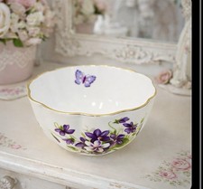 Vtg Ansley Wild Violets Cottage Core Granny Ccore Pre Owned No Damage D picture