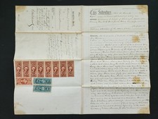 1875 antique MORTGAGE DEED whitehall ny WOOD fort edward ny MERRIMAN? rev stamps picture