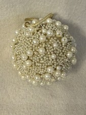 Pearl Beaded Christmas Ornament white cluster ball handmade holiday decor picture