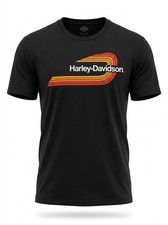 Harley Davidson Museum Retro Stripe Graphic T Shirt Unisex XL Black Orange Red V picture