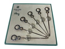 Vintage ERCUIS France Silverplated Cocktail Hors D'cenvre Picks Set of 6  Box picture