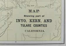 Vintage 1892 INYO KERN TULARE CTY CALIFORNIA Map 22