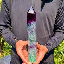 2.4LB Natural unique colored fluorite pillar quartz crystal sample picture
