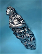 Silver Figurehead Lady with Flower Ship Prow – Nautical Vintage Bust Sea Sailor picture
