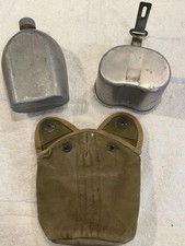 Vintage 1941 WW2 US Army Mounted Cavalry/ Airborne Canvas Canteen Set picture