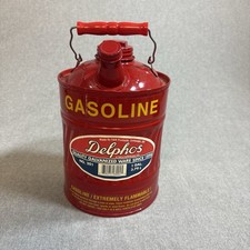 Vintage DELPHOS 1 One Gallon GASOLINE CAN GAS & OIL with Original Label OLD picture