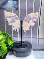 1pc Natural Cherry agate butterfly wings Crystal wings carving Home decor picture