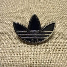 Black/silver ADIDAS Pin 1990s Original Logo 3 Stripes Lapel Collectible picture