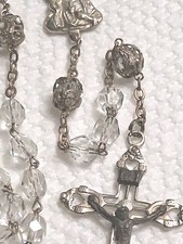 Vintage Crystal Rosary Filigree Our Father Beads ROMA Italy picture