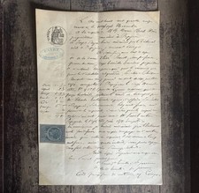 Antique French Legal Document 19th C Handwritten Revenue Stamp Manuscript France picture