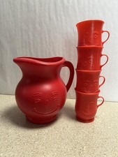 Vintage 1984 Kool-Aid Man Red Pitcher with 4 Cups General Foods Complete Set picture