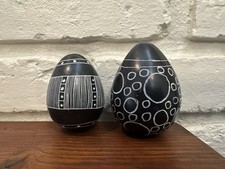 Vintage Besmo Kenyan Carved Stone Egg: African Tribal Folk Art Set Of Two  picture