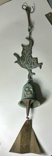 Vintage 28” Paolo Soleri Cosanti Cast Bronze Crescent Moon Owl Wind Bell Chime picture