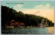 K51/ Greenville Michigan Postcard c1910 Baldwin Lake Swimming Dive 294 picture